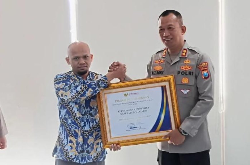 Polresta Sidoarjo Diganjar Predikat Pelayanan Sangat Baik dari Ombudsman RI