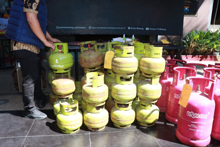 Polres Malang Amankan Barang Bukti Pengoplosan LPG